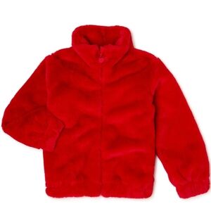 Girls 7 red fur zip up jacket